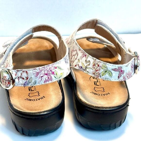 Flexus Acomar floral multi leather sandals EU 39 adjustable comfort casual elega - Picture 5 of 9